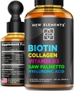 머리 성장 여자 & 남자 10000mcg를 위한 액체 Biotin | 머리 피부와 못을 위한 비타민 D3를 가진 머리 성장에 대한 Biotin와 교원질 보충교재