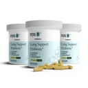 resbiotic resB Lung 지원 Probiotic 보충교재 - 흡연자, Gut 건강, 면역 지원, 호흡 관리, 성 바실, 심황, 임상 시험 - 180 캡슐 (3 병)를 위한 폐 건강 보충교재