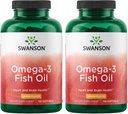 Swanson Omega 3 물고기 기름 보충교재 심장 뇌와 합동 지원 GMO 자유로운 EFAs 120 mg DHA 150 Softgel 캡슐 레몬 풍미 (2 팩) 플러스 180 mg EPA