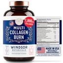 Thermogenic 멀티 콜라겐 버너 캡슐 - Hydrolyzed Multi Collagen Complex Type I, II, III, V, X, Marine Collagen, Hyaluronic Acid - 여성과 남성을위한 아름다움과 노화 보충 - 90 알약