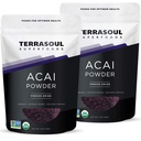 Terrasoul Superfoods 유기 Acai 베리 분말, 4 Oz (팩 2), 신선도, 오메가 지방은 스무디 그릇에 대 한 부스트, 및 산화 방지제 포장 Superfoods 조리법