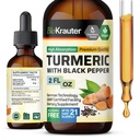 BIO KRAUTER Turmeric 보충 교재 - 까만 고추 추출물을 가진 1200 mg 심황 쿠르쿠민 - 알콜과 설탕 자유로운 - Vegan 하락 2 Fl.Oz.