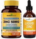 SANDHUHERBALS 아연 50mg 캡슐 묶음 액체 아연 드롭 | 지원 면역 및 피부 건강