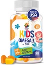아이 & 성인을 위한 오메가 3 Gummies - 60 Chewable Gummies - 물고기 기름 Vegan 오메가 없음 3 6 9 DHA 거미 보충교재