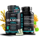 공인 유기 바다 Moss 캡슐 2250mg Wildcrafted Irish Sea Moss Burdock Root Bladderwrack Supplement Raw Seamos Pills & Powder (180-Caps에서 1 팩)