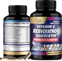 유기 Cadane Resveratrol 보충교재 - VIT.C, Quercetin, Berberine, Turmeric, 녹차 및 더 많은 것 - 90의 캡슐 3 달과 혼합하는 12in1