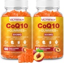 2 팩 CoQ10 Gummies 3000 mg - 더하기 Omega-3, 비타민 B3 & 아연, 세포 에너지 & 산화 방지제 지원을 위한 높은 흡수 Coenzyme Q10 보충교재, Vegan 120 조사