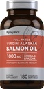 Piping Rock Wild Alaskan Salmon Fish Oil | 1000mg | 180 Softgels | 인간용 보충제 | 오메가-3, EPA 및 DHA | 비 GMO 및 글루텐 무료