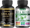 Sea Moss and Shilajit Capsule Bundle, Ashwagandha Rhodiola Rosea Ginseng Cordyceps Mushroom Ginkgo Biloba Sting Nettle Magic Moss Blendim Black Seed Turmeric Bladderwrack Burdock Black Pepper