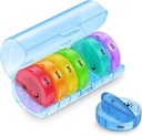 Sukuos 큰 주간 Pill 주최자 2 시간 하루, 매일 Pill 상자 7 일 두 배 보호로 열기 쉬운, 의학 / 비타민 / 과일 오일 / 보충제를위한 AM PM Pill 케이스 (블루)