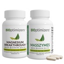 BiOptimizers 마그네슘 Breakthrough 4.0, (30 캡슐) & MassZymes 4.0, (120 캡슐) - 자연 수면, 뇌 및 소화 건강 지원 보충교재 번들