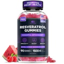 EFFECTIVE NUTRA Resveratrol Gummies 1500mg | Antioxidant Support, Immunity, Heart Health 및 Brain Function에 대한 Sugar-Free 보충 | 45 일 공급, 천연 베리 맛, 미국 (90 개)