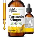 Wild & Organic Turmeric and Ginger Supplement Drop - 공동 및 면역 지원 - Ginger 및 Black Pepper Extract와 액체 심황 - Curcumin Supplement - Vegan, Sugar & Alcohol-Free Tincture - 2 oz
