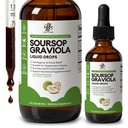 iMATCHME Soursop Graviola 액체 드롭 셀 지원 및 재생, 면역 시스템 및 Gut 건강 지원, 순수 Soursop Bitters 액체, 높은 흡수, 설탕 / 글루텐 무료, 천연 맛, 2 Fl Oz
