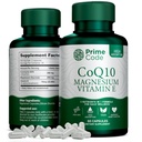 Prime Code [ 3 in 1] 마그네슘 글리세라이드와 비타민 E를 가진 CoQ10 250mg | CoQ10 캡슐 250mg | 마그네슘 글리세라이드 200mg | 비타민 E 15mg | Non-GMO | 글루텐&소이 무료 | Vegan