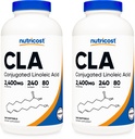 Nutricost CLA (투약된 Linoleic 산) 2,400mg, 240 Softgels - 글루텐 자유로운, 비 GMO, Softgel (2 병) 당 800mg