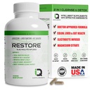 Restore 2 In 1 Colon Cleanse & Detox w/ Psyllium - 여성 및 남성, Gut Detox Cleanse w/ Magnesium의 Digestion, Debloating & Constipation Relief를 지원합니다.