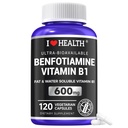 Benfotiamine 600mg Plus 20mg 비타민 B1 | 120 Veggie 캡슐 | 미국에서 제작 | 3rd Party Tested | 지방 수용성 필수 비타민 B1 Thiamine 보충 | Non-GMO | 글루텐 프리 채식 친화적 인