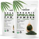 Earth Circle Organics Spirulina Powder, Kosher, Raw 및 Non-Irradiated | 순수 채식 단백질 | 아미노산 및 산화 방지제의 우수한 Superfood - 4 Ounce (2 팩)