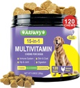 1 개 Multivitamin 보충교재에 있는 15 - 면역 체계, 소화, Hip & 합동, 피부 & 외투를 위한 개 비타민, Glucosamine & Chondroitin - 닭 풍미, 120 Chews
