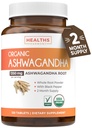 USDA 유기 Ashwagandha 보충교재 - 강화된 흡수를 위한 유기 까만 고추로 만드는 높은 Potency Ashwagandha 알약 - 미국 & 실험실에서 하는 Vegan Non-GMO Verified (2 달 공급)