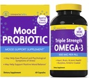 InnovixLabs Mood Probiotic & Triple Omega Bundle 무드 프로바이오틱스 (60 캡슐) 트리플 파워 오메가-3 생선 오일 (200 Softgel). 뇌, 관절 및 면역 건강 지원*