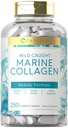 Carlyle Marine Collagen for Hair Skin and Nails | 250 Caplets | 여성용 펩타이드 및 남성용 펩타이드 | 칼슘 포함 | 비 GMO & 글루텐 무료
