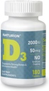 비타민 D3 2000iu (50 mcg) 면역 지원, 건강한 근육 기능 및 뼈 건강을 위한 6 달 공급 - 비타민 B2와 더불어 비 GMO, 글루텐 자유로운, 180 조사