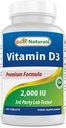 최고의 자연 비타민 D3 2000 IU (50 mcg) - 100 정제 - 100 일 공급 - 지원 면역 건강, 강한 뼈 및 치아, & 근육 기능 (100 개)