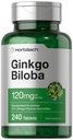Horbäach Ginkgo Biloba 보충 | 120mg | 240 정제 | 표준화 된 초본 추출물 | Flavone Glycosides | 채식주의, 비 GMO 및 글루텐 무료