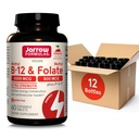 Jarrow 공식 매우 힘 메틸 B-12 5000 mcg & 메틸 Folate 800 mcg + P-5-P의 세포 에너지 대사와 심장 혈관 지원을 위한 보충교재, 60 Chewable 정제, 60 일 공급, 12 팩