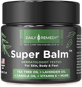 DAILY REMEDY Tea Tree Oil Extra Strength Super Balm - Athletes Foot Cream Combats Ringworm, Jock Itch, Nail Issues - Nourishes Cracked Itchy Skin on Body & feet - 미국 (2 팩)