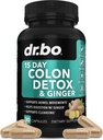 체중 감소를위한 콜론 클렌저 Detox - 15 일 콜론 클렌징 알약 Ginger - 빠른 자연 Laxative, 변비 완화, 보렐 운동 보조 식품 Intestinal Stomach Bloating Gut Loss Support