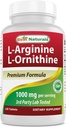 최고의 Naturals L-Arginine L-Ornithine - 1000mg / 서빙 - 120 정제 - 비 GMO 및 글루텐 무료 (120 개)