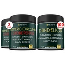 번들 7in1 Turmeric Curcumin & 6in1 Dandelion 보충교재 - 지원 심장, 소화 건강 및 면역 체계
