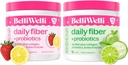 Belli Welli Daily Fiber Supplement Duo - Strawberry Lemonade & Cucumber Lime Mint - Collagen, Probiotics & Electrolytes - 균형 잡힌 웰빙을위한 새로 고침 맛 - 32 총 서빙