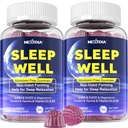 Melatonin 마그네슘 글리세라이드, GABA, 5-HTP, L-Theanine, Valerian, Chamomile, Lemon Balm, 비타민 D3 & B6와 함께 무료 수면 구미 - 호르몬 및 약물 - 무료, Non-Habit 성형, 2 팩