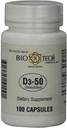 Bio-Tech Pharmacal D3-50 50,000 IU, 100 캡슐 Ð All-Natural 보충교재 Ð 지원 뼈, 심장 Neuromuscular, & 면역성이 있는 건강 ̈ 낙농장, 물고기, 글루텐, 땅콩, 껍질, & 콩