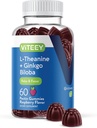 Viteey L-Theanine Gummies with Ginkgo Biloba for Adults - 초점 및 휴식에 도움, Mood 개선 - 비 GMO, 젤라틴 무료, Vegan, 글루텐 무료, 자연적으로 Sourced Chewable Tasty Raspberry flavored Gummy