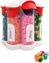 추가 대형 알약 주최자 매일, 주간, 월간 보충 병, 7 XL Compartments가있는 귀여운 Blossom Pill 분배기, 비타민, 약물, 라벨 포함 (레드)을위한 쉬운 오픈 알약 상자
