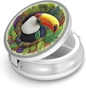 Pill Box-3 Compartment Purse & Pocket Mini Metal Pill Holder Travel Pill Container를 위한 작은 알약 케이스는 비타민 BPA-Free (Toucan)를 보유합니다