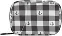 검정과 백색 Plaid 닻 알약 상자 7 일 알약 상자 여행 알약 주최자 부대 지퍼를 가진 휴대용 주간 케이스 콤팩트 크기 비타민 보충교재 홀더를 위한