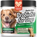 Dogs Aid Gut Flora, Digestive Enzymes, Pumpkin, Papaya for Upset Stomach, 90 Soft Probiotic Chews for Dogs, Duck 풍미가있는 Digestive 건강을위한 Charlie & Buddy Pet Probiotics