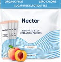 Nectar Hydration Packets - Electrolytes Powder Packets - Sugar Free & 0 Calorie - Dehydration Relief & Rapid Rehydration (Peach 30 Pack) 용 유기 과일 액체 일일 IV 전해질 분말