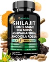 Adndale Shilajit 보충. 순수한 Himalayan 유기 Shilajit 남자와 여자 캡슐 바다 Moss Ashwagandha Rhodiola Rosea 사자 Mane. 90 조사