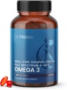 Nutriissa 전체 스펙트럼 오메가-3 - 2000 mg 오일 혼합 (Krill, Cod & Salmon Oil) - 1175 mg 오메가-3s (EPA, DHA 및 DPA) - EPEB 인증, 3 개월 공급 - 심장, 두뇌 및 공동 지원 - 180 할랄 Softgels