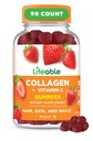 Lifeable Collagen Peptides Gummies | 100mg with Vitamin C | 훌륭한 Tasting Collagen Supplements | 채식 헤어 스킨과 손톱 구미 | 성인용 콜라겐 구미 | 90 구미