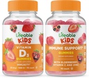 Lifeable Vitamin D Kids + Immune 지원 키즈, Gummies 번들 - 훌륭한 타스팅, 비타민 보충, 글루텐 무료, GMO 무료, Chewable Gummy