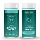 Iwi Omega-3 Minis & Heart Omega-3 번들, 30 서빙, Vegan Plant-Based Algae Omega 3, Krill & Fish Oil Alternative, No Fishy Aftertaste