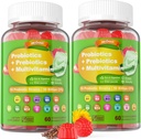 여성 및 남성을위한 Vegan Probiotics Gummies - 섬유 프리 바이오 틱 보충제 | 50 억 CFUs Probiotics, Inulin, Psyllium Husk & Multivitamin Gut, Digestion & Immune Health, 2 팩